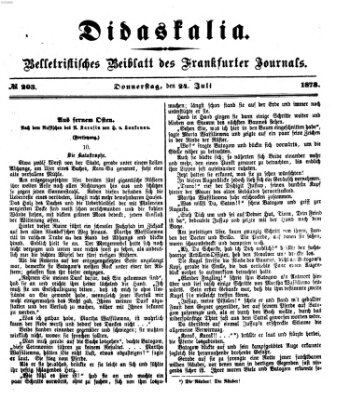 Didaskalia Donnerstag 24. Juli 1873