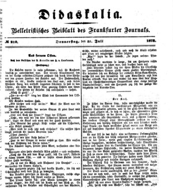 Didaskalia Donnerstag 31. Juli 1873