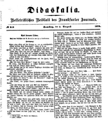 Didaskalia Samstag 2. August 1873