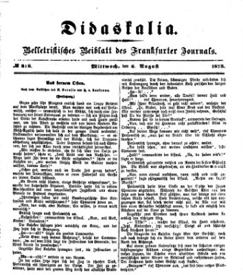 Didaskalia Mittwoch 6. August 1873