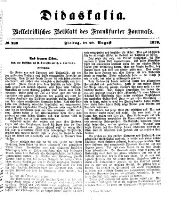 Didaskalia Freitag 29. August 1873