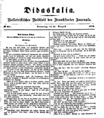 Didaskalia Sonntag 31. August 1873