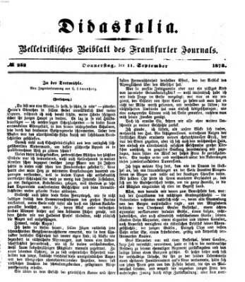 Didaskalia Donnerstag 11. September 1873