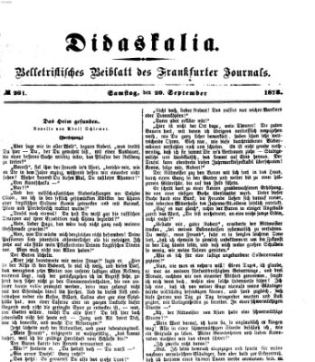 Didaskalia Samstag 20. September 1873