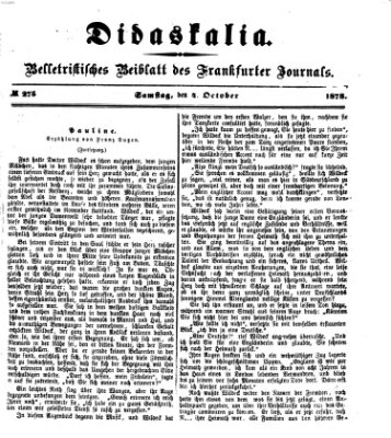 Didaskalia Samstag 4. Oktober 1873