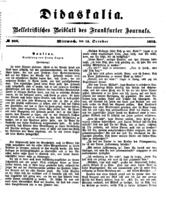 Didaskalia Mittwoch 15. Oktober 1873