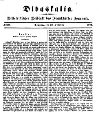 Didaskalia Sonntag 26. Oktober 1873