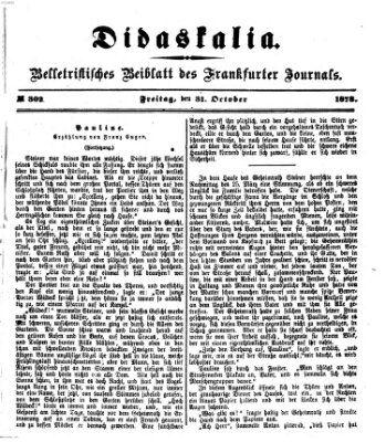 Didaskalia Freitag 31. Oktober 1873