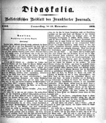 Didaskalia Donnerstag 13. November 1873