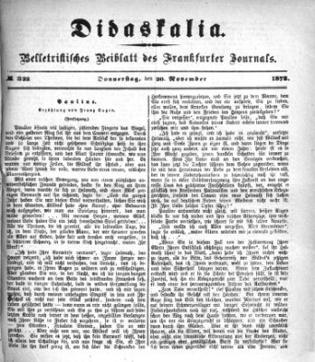 Didaskalia Donnerstag 20. November 1873