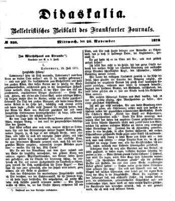 Didaskalia Mittwoch 26. November 1873