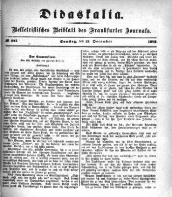 Didaskalia Samstag 13. Dezember 1873