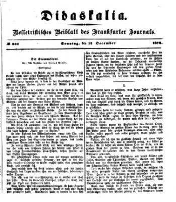 Didaskalia Sonntag 14. Dezember 1873