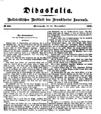 Didaskalia Mittwoch 17. Dezember 1873