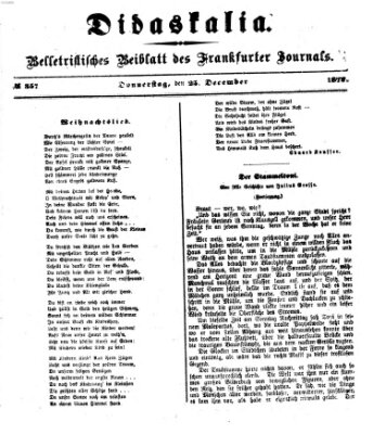 Didaskalia Donnerstag 25. Dezember 1873