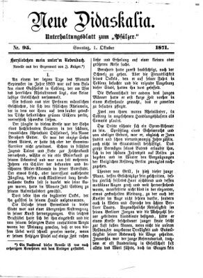 Neue Didaskalia (Pfälzer) Sonntag 1. Oktober 1871