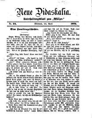 Neue Didaskalia (Pfälzer) Mittwoch 24. April 1872