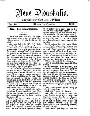 Neue Didaskalia (Pfälzer) Mittwoch 25. September 1872