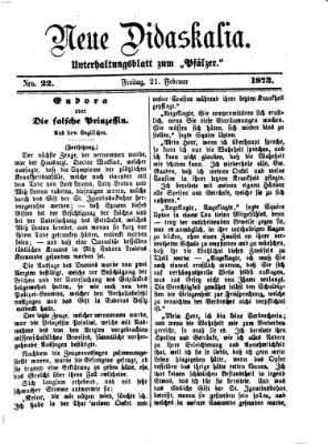 Neue Didaskalia (Pfälzer) Freitag 21. Februar 1873