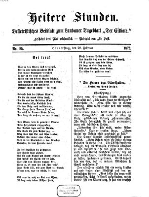 Heitere Stunden (Der Eilbote) Donnerstag 29. Februar 1872