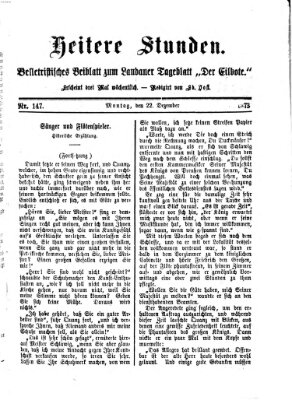 Heitere Stunden (Der Eilbote) Montag 22. Dezember 1873