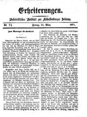 Erheiterungen (Aschaffenburger Zeitung) Freitag 31. März 1871