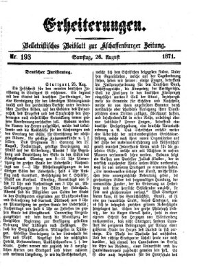 Erheiterungen (Aschaffenburger Zeitung) Samstag 26. August 1871