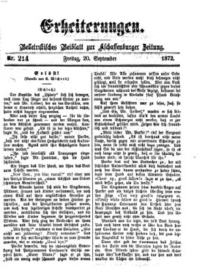 Erheiterungen (Aschaffenburger Zeitung) Freitag 20. September 1872