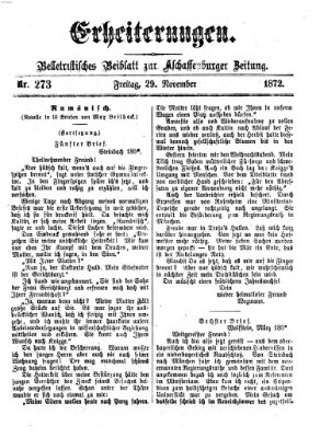 Erheiterungen (Aschaffenburger Zeitung) Freitag 29. November 1872