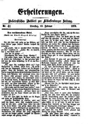 Erheiterungen (Aschaffenburger Zeitung) Dienstag 18. Februar 1873