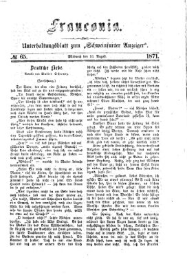 Franconia (Schweinfurter Anzeiger) Mittwoch 16. August 1871