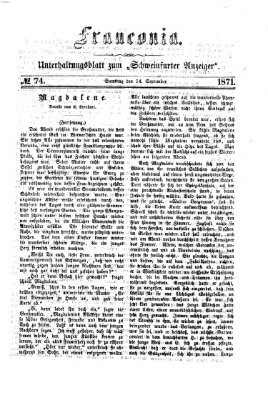 Franconia (Schweinfurter Anzeiger) Donnerstag 14. September 1871