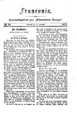 Franconia (Schweinfurter Anzeiger) Samstag 18. November 1871