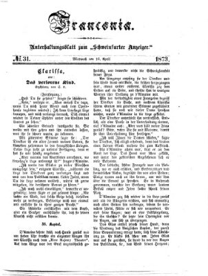 Franconia (Schweinfurter Anzeiger) Mittwoch 16. April 1873