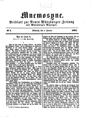 Mnemosyne (Neue Würzburger Zeitung) Mittwoch 4. Januar 1871