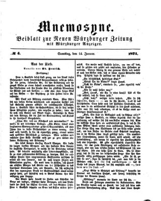 Mnemosyne (Neue Würzburger Zeitung) Samstag 14. Januar 1871