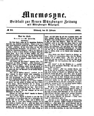 Mnemosyne (Neue Würzburger Zeitung) Mittwoch 22. Februar 1871