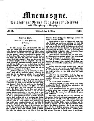 Mnemosyne (Neue Würzburger Zeitung) Mittwoch 1. März 1871