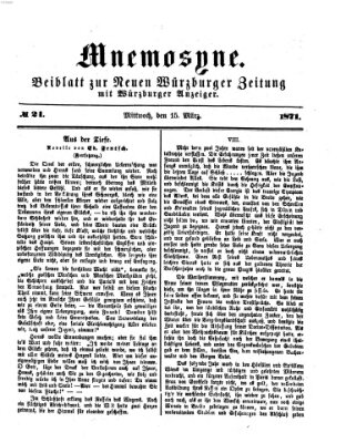 Mnemosyne (Neue Würzburger Zeitung) Mittwoch 15. März 1871