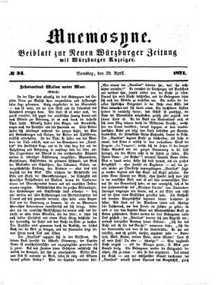 Mnemosyne (Neue Würzburger Zeitung) Samstag 29. April 1871