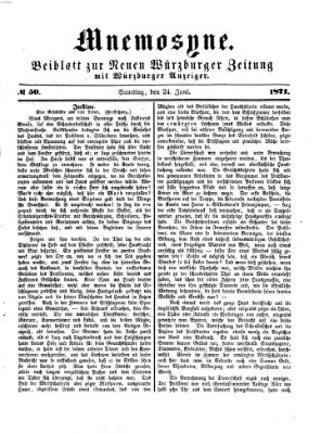 Mnemosyne (Neue Würzburger Zeitung) Samstag 24. Juni 1871