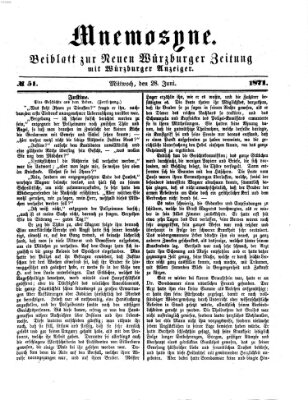 Mnemosyne (Neue Würzburger Zeitung) Mittwoch 28. Juni 1871