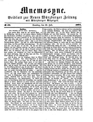 Mnemosyne (Neue Würzburger Zeitung) Samstag 22. Juli 1871