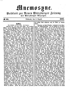 Mnemosyne (Neue Würzburger Zeitung) Mittwoch 2. August 1871