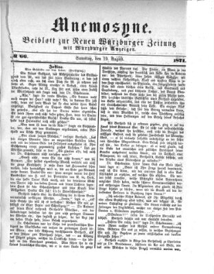 Mnemosyne (Neue Würzburger Zeitung) Samstag 19. August 1871