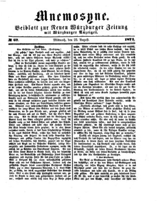 Mnemosyne (Neue Würzburger Zeitung) Mittwoch 23. August 1871