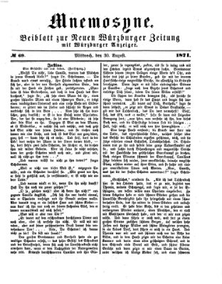 Mnemosyne (Neue Würzburger Zeitung) Mittwoch 30. August 1871