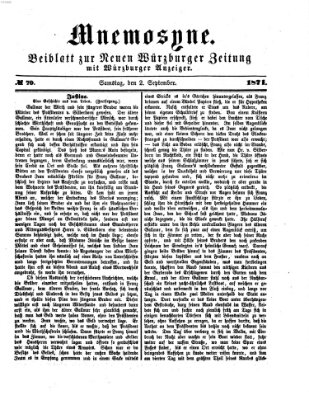 Mnemosyne (Neue Würzburger Zeitung) Samstag 2. September 1871