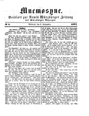 Mnemosyne (Neue Würzburger Zeitung) Mittwoch 6. September 1871