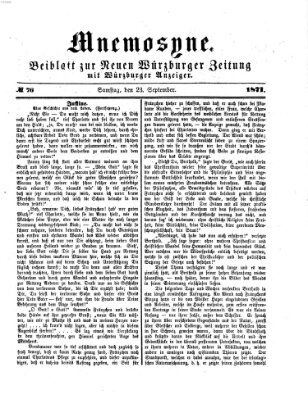 Mnemosyne (Neue Würzburger Zeitung) Samstag 23. September 1871